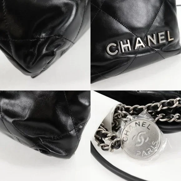 CHANEL Chanel 22 Small Matelasse Chain Bag Lamb Skin 2way Black CC Auth BA1051SM - Picture 15 of 15